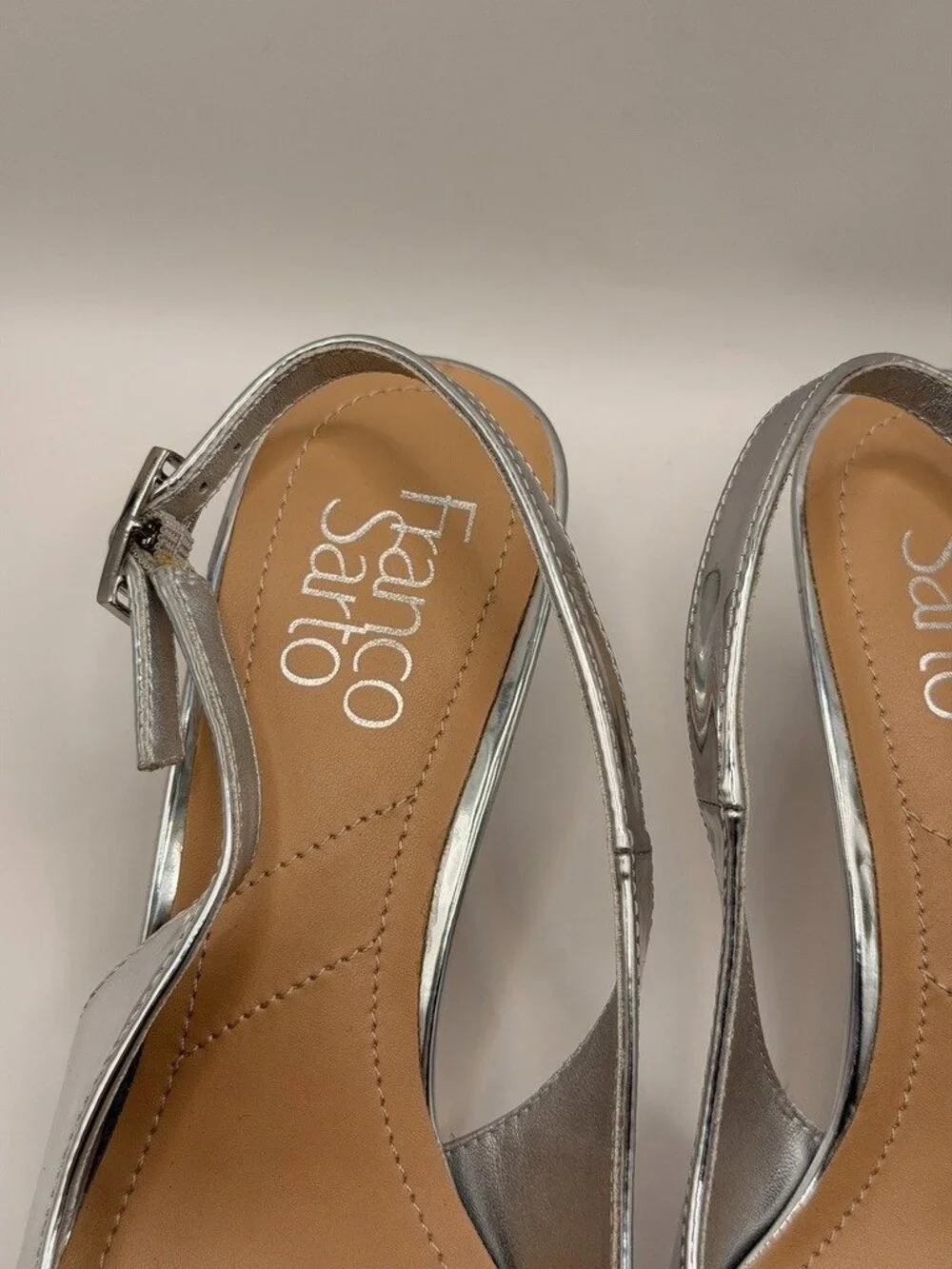 Franco Sarto Womens Kate Silver Slingback Pump Heel Sz 6.5